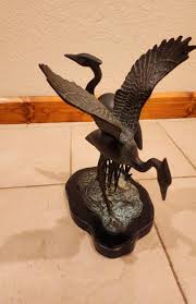 Vintage Bronze Pair Of Cranes Statue | eBay