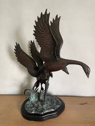 Bronze Geese Statue, Hunting Statue, Vintage Geese Statue ...