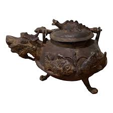 Antique Old Bronze Chinese Dynasty Footed Spout Tetsubin Tea ...
