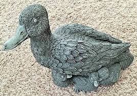 Gray Life Size 15" Stone Garden Marked Mother Duck w Flock ...