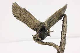 Flying Eagle Vintage Bronze Sculpture on Marble Base, Shoop #53210 | eBay