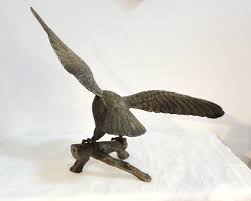 Large Early 20th Century Brass Eagle on Branch Standing Sculpture at 1stDibs | large brass eagle on branch, brass eagles, antique brass eagle statue