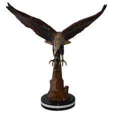 Eagle Coming to a Landing on a Branch Bronze Statue - Size: 15"L x 15"W x 31"H - Contemporary - Decorative Objects And Figurines - by Fine Arts Outlet AKA Nifao | Houzz
