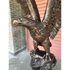 Life-Size Bronze Eagle Statue on Rock Base | Randolph Rose ...