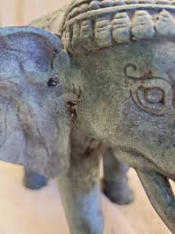 Vintage Bronze Elephant Dark Teal Color Statue Figurine w/Trunk Up For Luck 10" | eBay