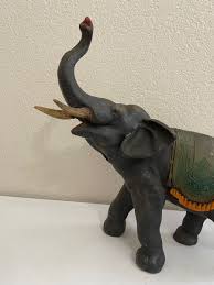 Vintage Antique Spelter Metal Sculpture Statue of Elephant with Trunk Up | eBay Australia