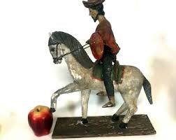 Circa 1900 Carved Wood Polychromed Spanish Man Horse Riding - Etsy