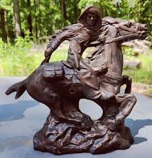 1993 DMH Copyright Ceramic Bronze Herding Horse with Cowboy ...