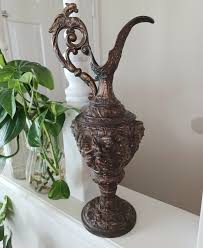 ANTIQUE Vintage Embossed Cherub Spelter Bronze Pitcher. - Etsy