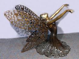 Beautiful Bronze Sculpture/table Base "butterfly Girl"
