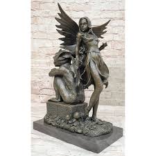 Art Deco Hot Cast Midnight Fairy With Gargoyle Bronze ...