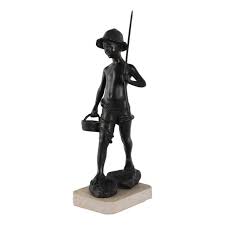 19th Century Bronze Fisherman Sculpture attributed to Giovanni de Martino | Chairish