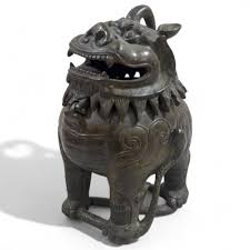 Sold at Auction: Vintage Chinese Bronze Foo Dog Incense Burner