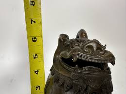 Vintage Chinese Bronze Foo Dog Incense Burner Censer 4W X 3.5D X 6.5H