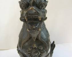 9" Heavy Bronze Foo Dog, Foo Lion, With Finely Engraved Detailing, Old Vintage (23 Cm Tall) - Etsy