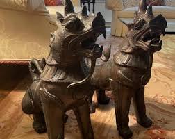 Late 19th - Early 20th Century Pair of Bronze Foo Dog ...