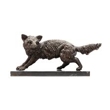 Two Patinated Bronze Canidae Theme Table Sculptures (Lot ...
