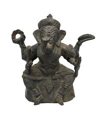 Antique Bronze Ganesha Seated Meditation Four Hands Hindu ...