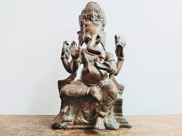 Vintage Indian Cast Brass Hindu Ganesha Elephant God ...