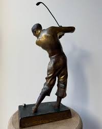 Unique Antique Hand Crafted Bronze Golf Player in Backswing ...