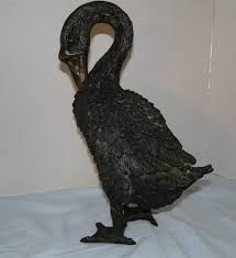 VINTAGE LARGE BRONZE FEATHERED GOOSE - EXCELLENT DETAIL | eBay