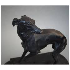Antique Mene Style Bronze Whippet Dog with Broken Fan. For Sale at Ruby Lane