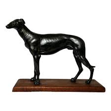 Small Vintage British Art Deco Prized Racing Greyhound Stud Bronze Sculpture, 1920s for sale at Pamono