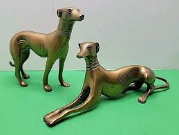 Set Of 2 Vintage Metal Bronze Greyhound Or Whippet Dog ...