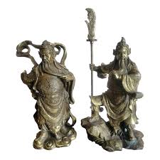 Mid 20th Century Brass Guan Gong Warrior Set - 2 Pieces | Chairish
