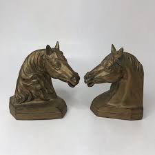 Pair of Vintage Ceramic Brass Finish Horse Head Bookends Lego Made In Japan | eBay