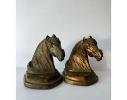 Vintage Bronze-toned Horse Head Bust | Cast Metal Equine Figurine | Rustic Western Decor | Equestrian Bookend Accent - Etsy