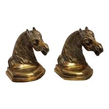 Vintage Gold Metal on Marble Base Horse Bust Head Bookends - a Pair | Chairish