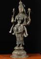 Bronze Lakshmi Murti Holding Lotus Flowers 40" (#91b99): Lotus Sculpture