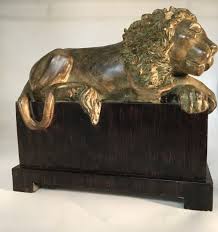 LARGE COMPOSITE SCULPTURE OF A RESTING LION — Lots of Furniture