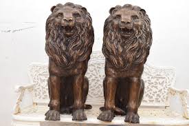 Large Bronze Lion Sculptures: Vintage Home & Garden Statues ...