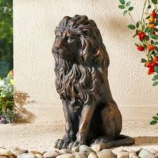 Glitzhome MGO Vintage Sitting & Lying Lion Guardian Garden ...