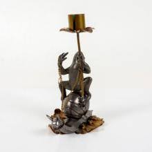 Sold at Auction: Vintage Brass & Bronze Candle Holder, Frog ...