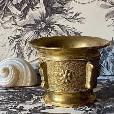Solid Brass Apothecary Mortar and Solid Brass Pestle. Sun Flower and Cherub Head Decor. - Etsy
