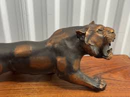 Vintage Mid Century Bronze Cougar Jaguar Panther Statue | eBay