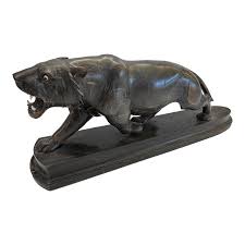 Vintage Horn Carving of a Ferocious Panther | Chairish