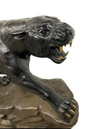 Black Panther on Rock Bronze Sculpture Statue - American Bronzes