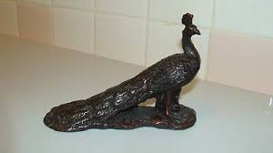 Vintage Brown Resin Peacock Figurine 5.7" x 2" and 4" tall | eBay