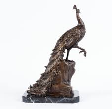Lot - BRONZE FIGURE OF A PEACOCK