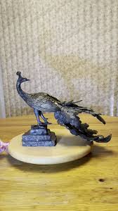 Bronze Peacock Statue Sculpture Shiny Black Granite Base Detailed 7" X 14.5" | eBay Australia