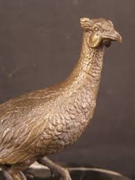 Vintage Pheasant Grouse Game Bird Hunter Bronze Marble ...