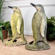 Pair of Life Size Penguin Garden Statues For Sale at 1stDibs