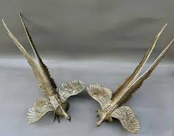 Large pair of bronze pheasants, sculpture, decoration | eBay