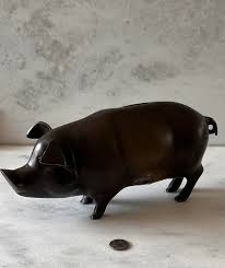 Vintage Large Bronze Piggy Bank | Chairish