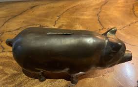 Vintage BRASS PIGGY BANK, Cast Brass Pig Coin Bank, Made in ...