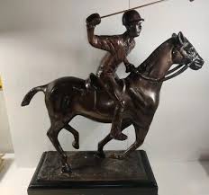 Beautiful Vintage Polo Player Horse Statue Bronze Patina 16" Tall 11.4 Lbs | eBay